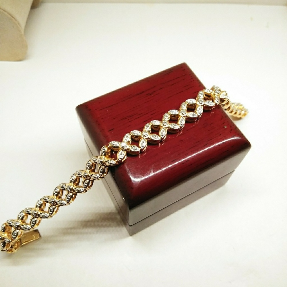 14k over 925 silver with natural diamonds bracelet